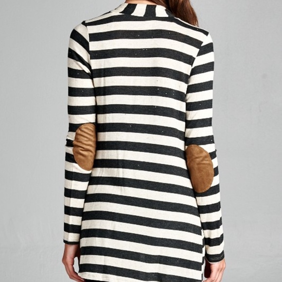 Breeze Along Elbow Patch Cardigan- Charcoal